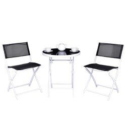 3 pcs Folding Garden Backyard Patio Table Chairs Set