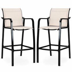 2 pcs Counter Height Stool Chair Steel Frame Dining Bar Chair