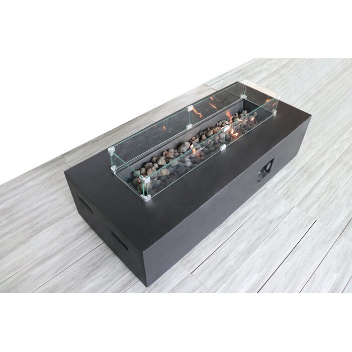 Living Source International Fiber Reinforced Concrete Outdoor Fire Pit Table (Charcoal) with Glass Living Source International Fiber Reinforced Concrete Outdoor Fire Pit Table (Charcoal) with Glass