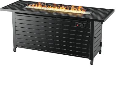 LEGACY HEATING 57" Propane Fire Pit Table, 50,000BTU Outdoor Gas Fire Pit (Material: Aluminum, Color: Black)