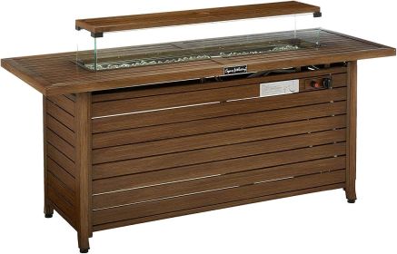 LEGACY HEATING 57" Propane Fire Pit Table, 50,000BTU Outdoor Gas Fire Pit (Material: Aluminum, Color: Wood)